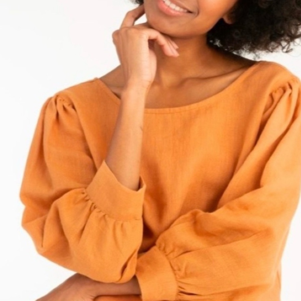 NWT - Tribe Alive Organic Linen Full-Sleeve Blouse Top